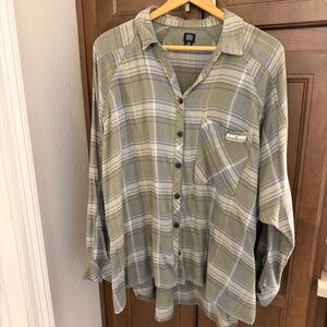 BDG Urban Outfitters Oversized Olive Plaid flannel Shirt